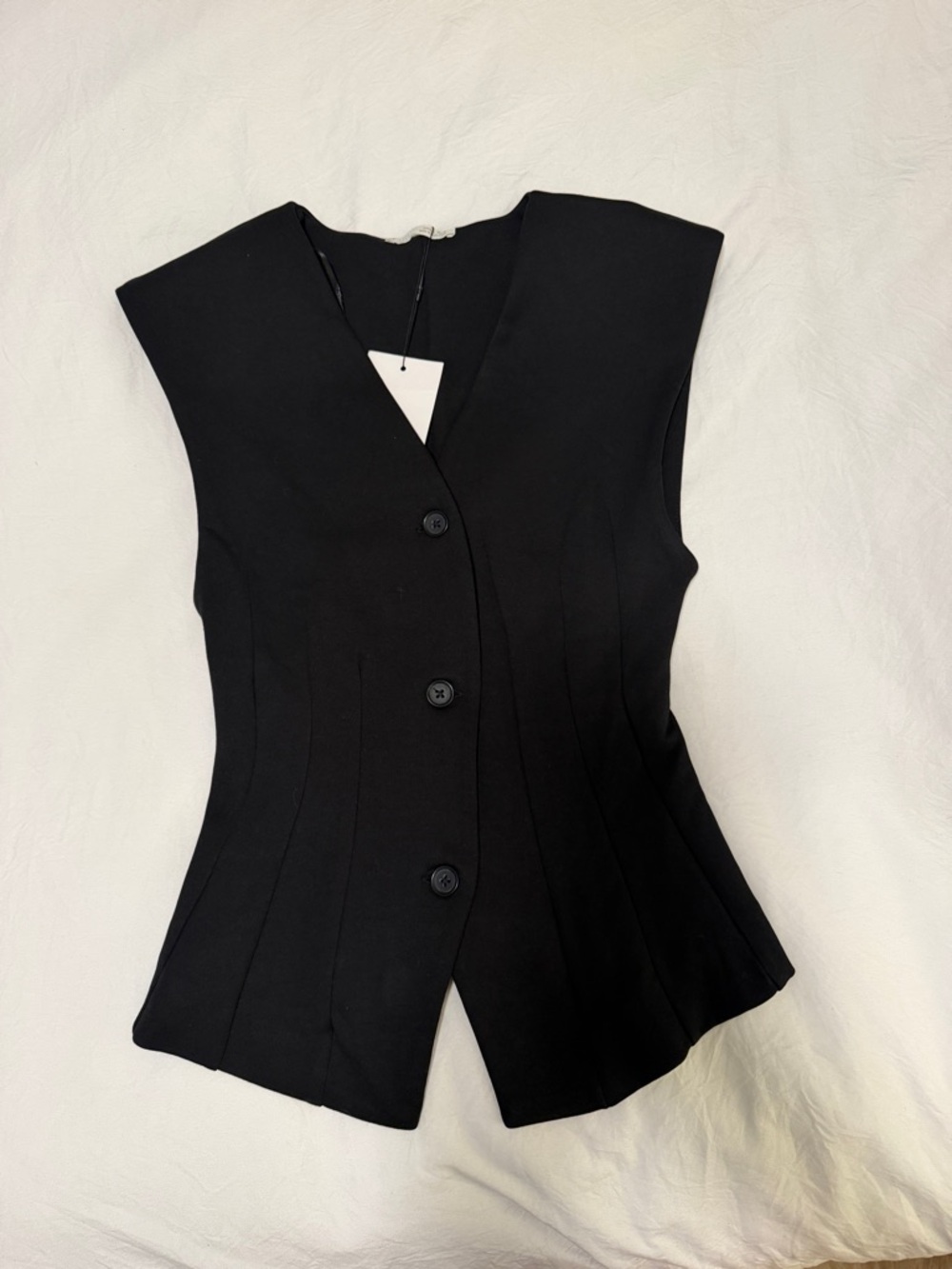 Zara Sleeveless Button-Front Tailored Top